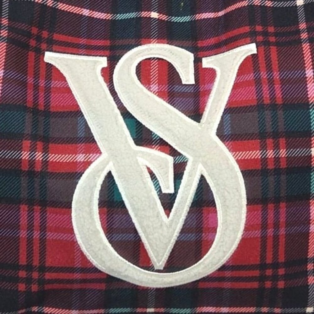 Victorias Secret Large Red Plaid Tote Bag With Sherpa Trim Limited Edition - Picture 4 of 12